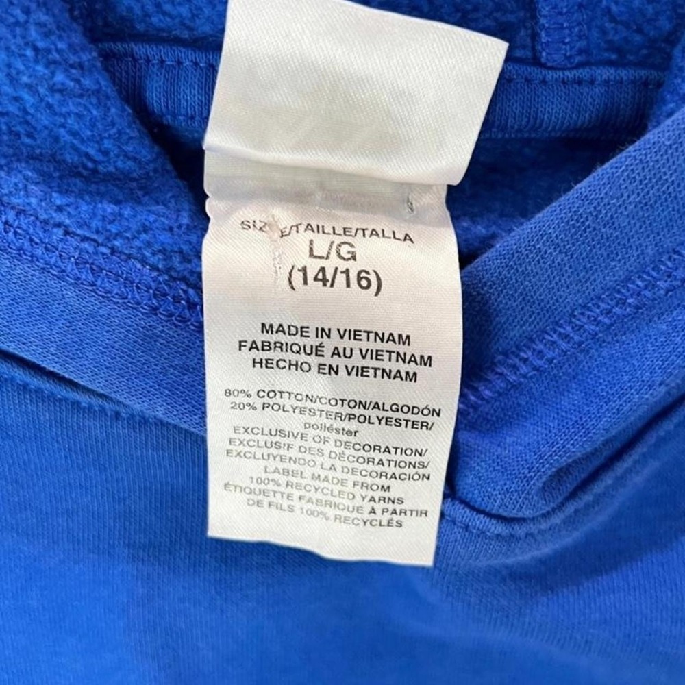 Adidas Colorblock 3 Stripes Hoodie Blue Black Youth L Fits Mens XS Y2K Fleece - Picture 4 of 4